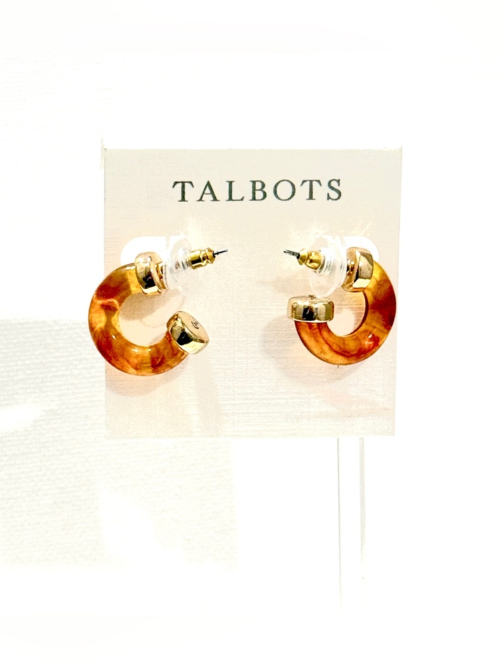 TALBOTS Tortoise Gold Tone Small Hoop Earrings NWT
